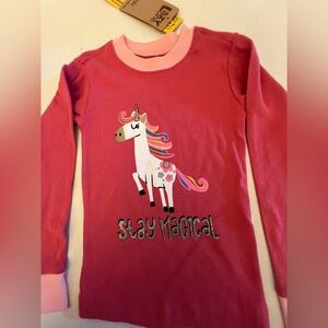 LAZY ONE PINK TOP WITH “STAY MAGICAL” UNICORN PAJAMA TOP ONLY.   SIZE 4T